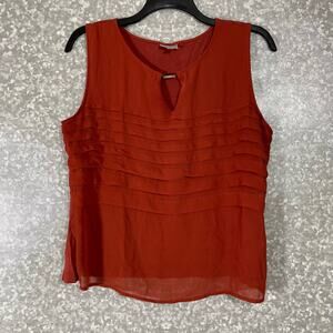 Avenue Rust Orange Plus Size Pleated Sleeveless Top - Size 14/16 - Chiffon Tank